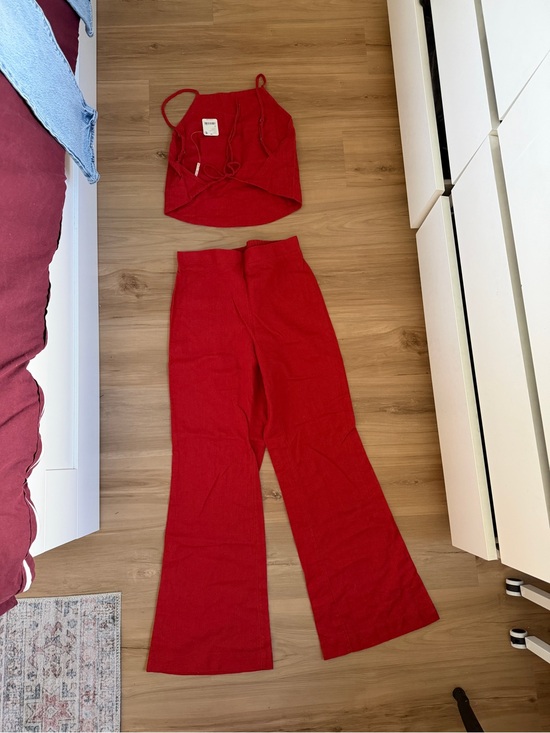 Free People Pants - Free People Red Knit High-Waist pants set. Never worn/brand new